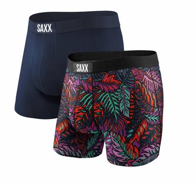 Vibe Boxer Brief 2pack: (solid+pattern) Dark Denim Tropics