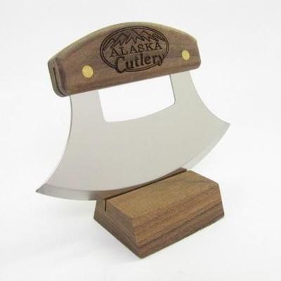 Alaskan Ulu Knife and Chopping Bowl Set Handle Strip Board