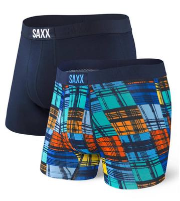 Vibe Boxer Brief 2pk: (solid+pattern) Nvy/blue Oceanside Plaid