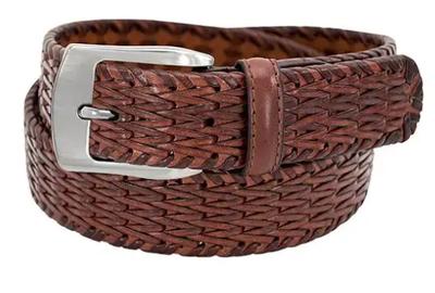 S.a. Celencio: Woven Leather Belt - Cognac