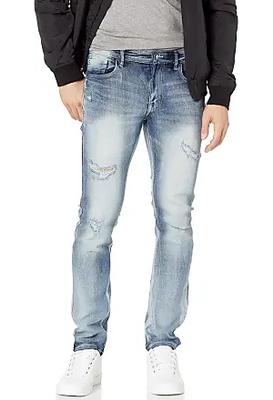 Wt02 Skinny Jeans: Stretch Ripped Denim - Lt. Sand Blue