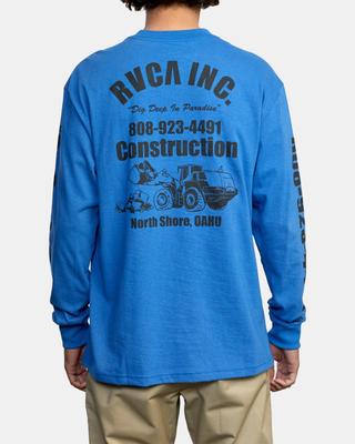 Deep Dig L/s Tee: Construction Truck - Cobalt Blue