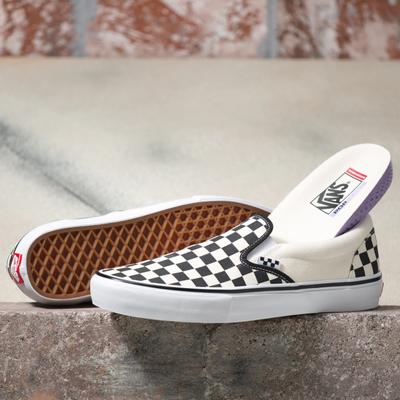 Skate Slip-on: Canvas Popcush - Black/white Check