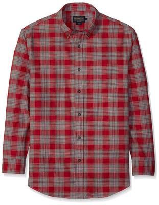 Heathered Tennyson Shirt: Grey/red Plaid - Fitted