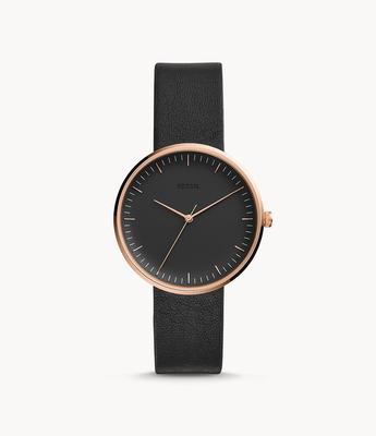 Women`s Three-hand Black Leather Watch Essentialist