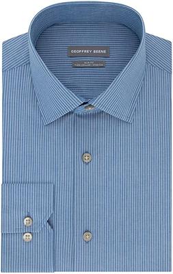 Geoffrey Beene: Tek-fit L/s Dress Shirt Stripe - Indigo