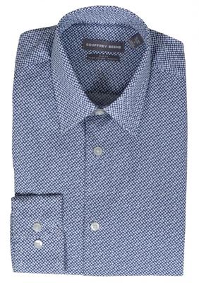 Geoffrey Beene: Slim Tek-fit L/s Dress Shirt Prnt- Island Blue