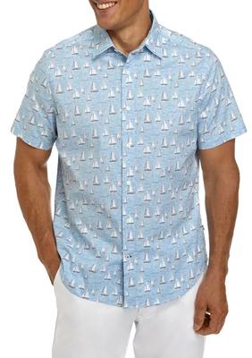 Nautica Boat Print Woven S/s - Light Haze