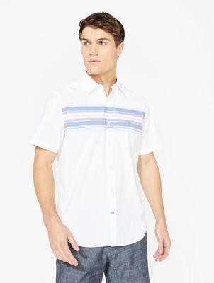 Engineered Stripe S/s Woven - Bright White