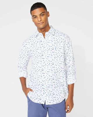 Blue Sail Print L/s Woven - Bright White