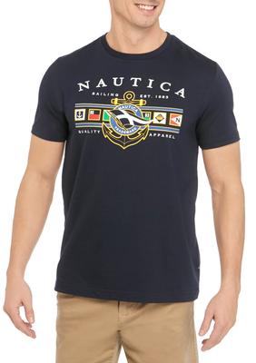Graphic S/s Tee: Flags/anchor - Navy