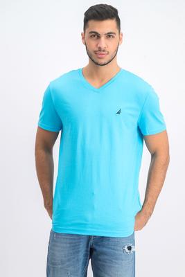 V-neck Solid S/s Tee - Mirage Blue