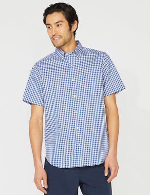 Woven S/s Plaid Shirt (b&t) - Wind Surf Blue