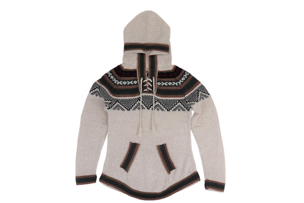  W's Hooded P/O Sweater - Nat/Burg/Olive