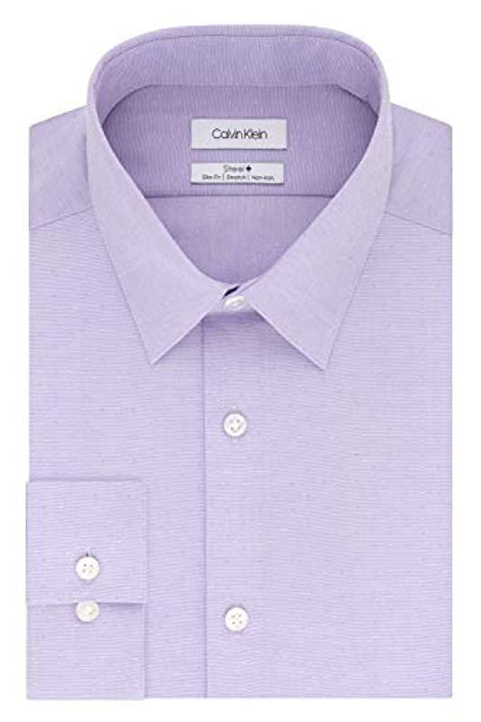  Calvin Klein : Slim Tek- Fit L/S Dress Shirt Print - Grape