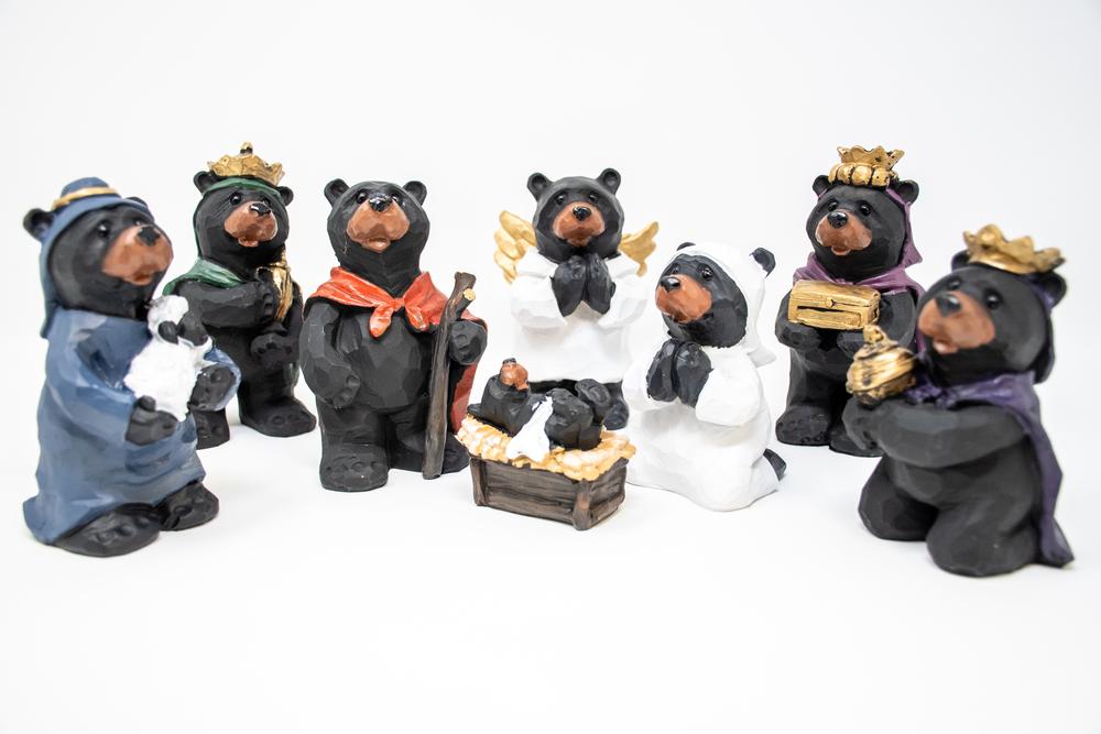 Black Bear Nativity Set (8 Pc)