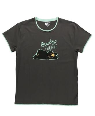 Wm`s Fitted Pj Tee Bearly Awake