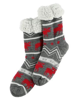 Adult Plush Socks - Cabin Moose