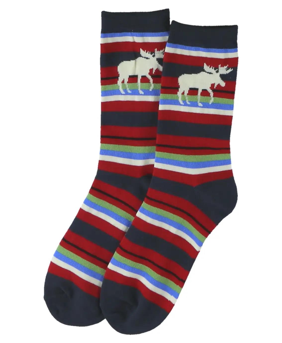  Adult Crew Sock Moose Stripe