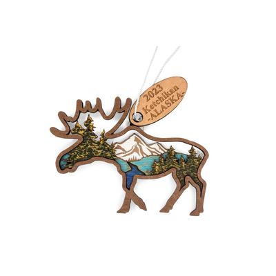 Moose Outline W/ Snowy Peaks
