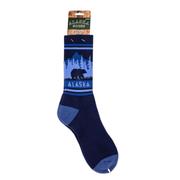 Mens Crew Sock- Bear Landscape Navy