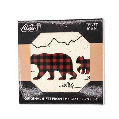 Trivet - Buffalo Plaid Bear Family