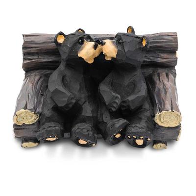 Kissing Bears In Log Chair