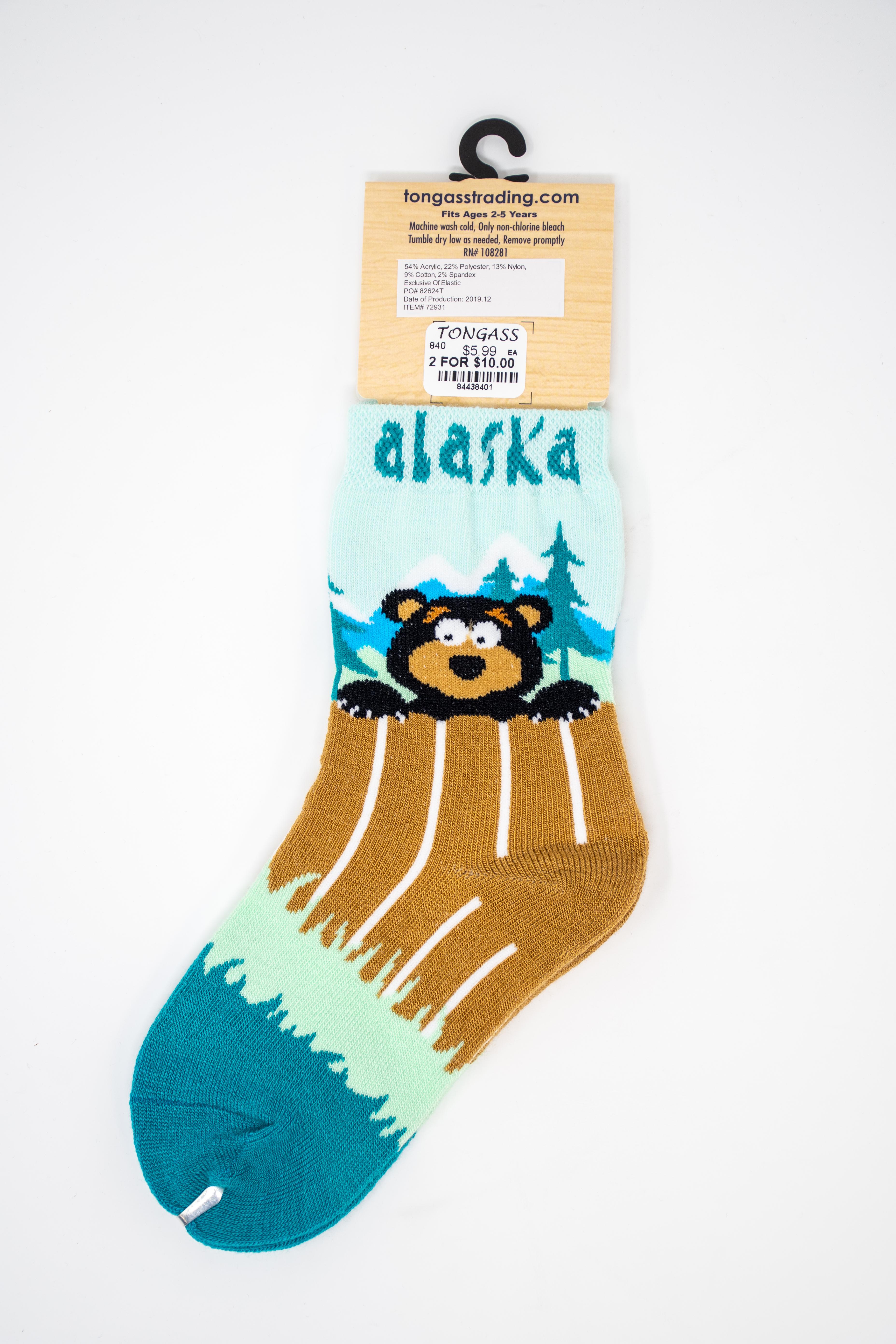 Tongass Trading Company Alaska Souvenirs Youth Sock Moose Over Fence